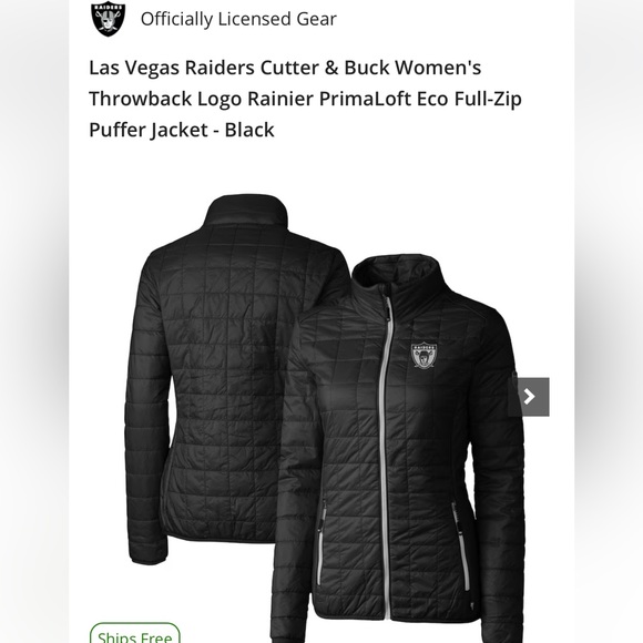 Cutter And Buck Las Vegas Raiders Black Primaloft Filled Jacket (W XXL) - Picture 6 of 7